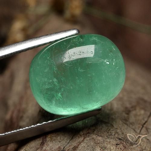9.62 ct Green Emerald Stone, Natural Emerald in Oval Cabochon Shape for Sale