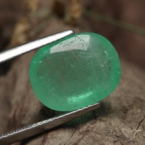 Emerald Gemstone in 13.8 x 10.9 mm Size for Sale, Emerald Stone in Light Green Color
