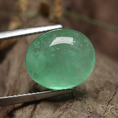 7.67 ct Green Emerald Stone, Natural Emerald in Oval Cabochon Shape for Sale