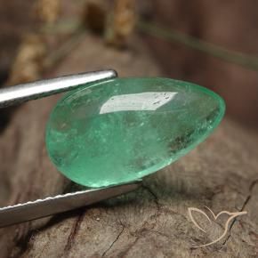 6.23 ct Green Emerald Stone, Natural Emerald in Pear Cabochon Shape for Sale