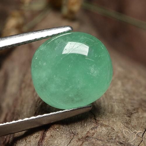 5.38 ct Green Emerald Stone, Natural Emerald in Oval Cabochon Shape for Sale