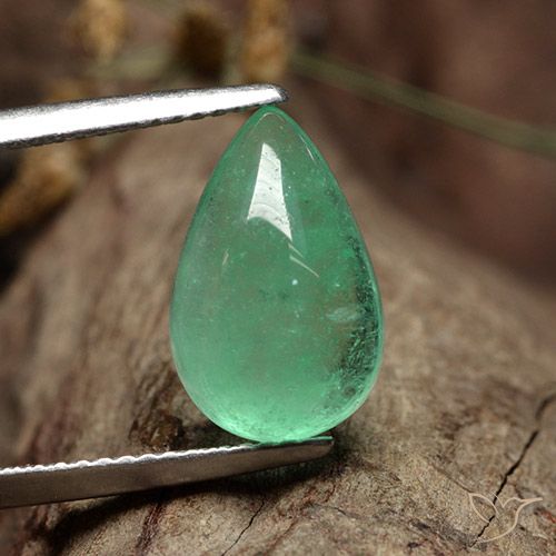 4.31 ct Pear Cabochon Emerald, 13.4 x 8.6 mm From Colombia, Photo A