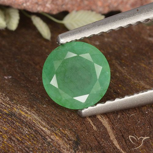 Medium Green Emerald Gem - 0.8ct Round Facet (ID: 498690)