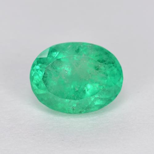 Electric Green Emerald Gem - 0.9ct Oval Facet (ID: 499299)