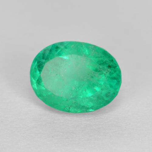 0.94 ct Green Emerald Stone, Natural Emerald in Oval Facet Shape for Sale
