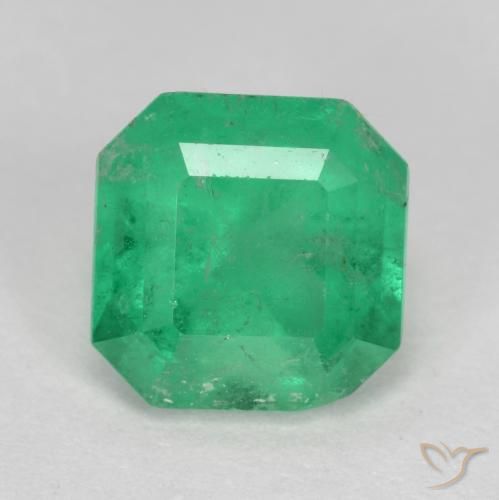 1.61 ct Green Emerald Stone, Natural Emerald in Octagon Step Cut Shape for Sale