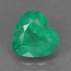 2.13 ct Green Emerald Gemstone, Emerald Gem in Heart Facet Shape for Sale.