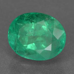 2.53 ct Green Emerald Stone, Natural Emerald in Oval Facet Shape for Sale