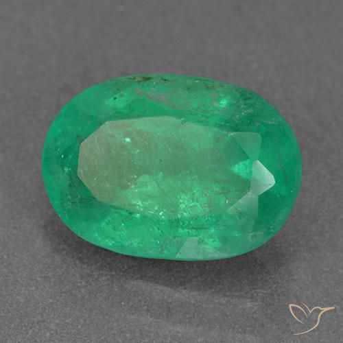 2.07 ct Green Emerald Stone, Natural Emerald in Oval Facet Shape for Sale