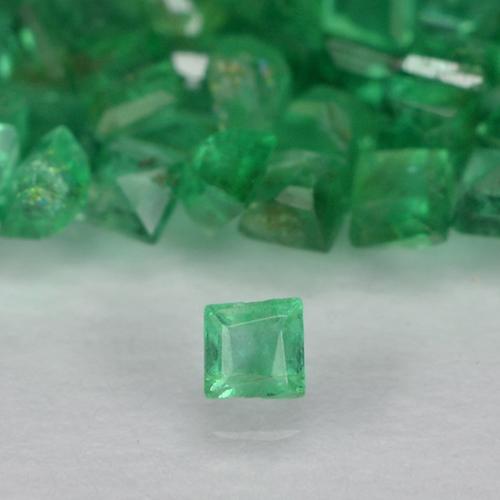 Lot de 100pc pièces de Émeraudes Vert moyen Carré de Colombie, taille 1,4 x 1,2mm, poids total 1,15 ct / moyenne 0,01 ct chaque, dureté de Mohs 7.5 à 8 convient aux bijoux de tous les jours, pierre de sagesse, Symbolise la fertilité et la renaissance, Photo A