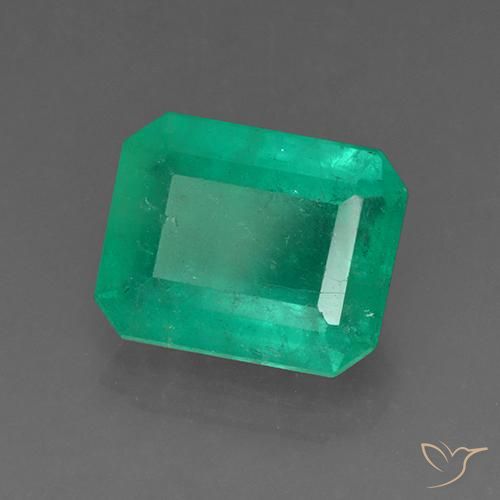 3.65 ct Green Emerald Stone, Natural Emerald in Octagon Step Cut Shape for Sale