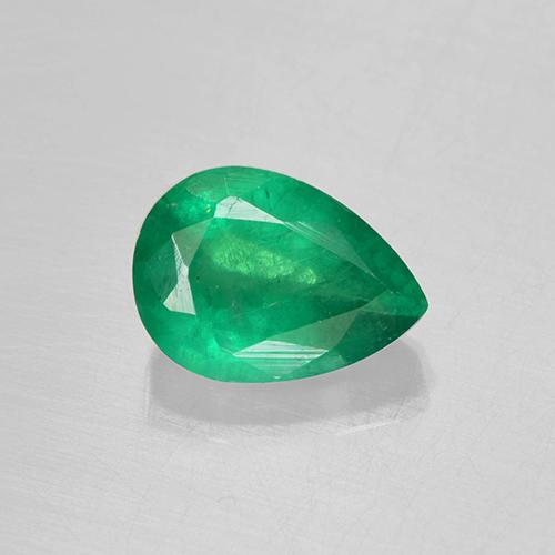 0.79 ct Green Emerald Gemstone, Emerald Gem in Pear Facet Shape for Sale.