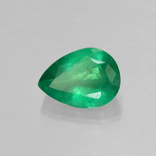 0.79 ct Green Emerald Stone, Natural Emerald in Pear Facet Shape for Sale