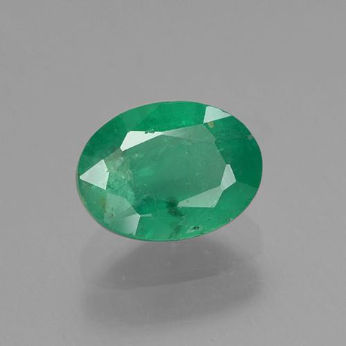 0.88 ct Green Emerald Stone, Natural Emerald in Oval Facet Shape for Sale