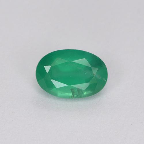 0.54 ct Green Emerald Gemstone, Emerald Gem in Oval Facet Shape for Sale.