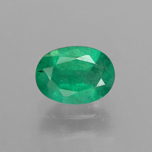 0.82 ct Green Emerald Gemstone, Emerald Gem in Oval Facet Shape for Sale.