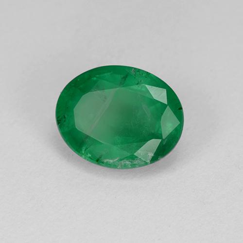 1.74 ct Green Emerald Stone, Natural Emerald in Oval Facet Shape for Sale