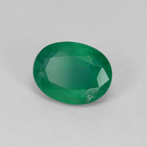 1.35 ct Green Emerald Stone, Natural Emerald in Oval Facet Shape for Sale