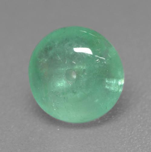 1.34 ct Green Emerald Stone, Natural Emerald in Round Drilled Rondelle Shape for Sale
