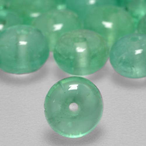 3.23 ctw Green Emerald Gemstones, Emerald Gems in Round Drilled Rondelle Shape for Sale.