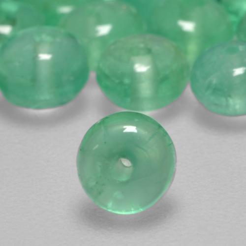 3.23 ctw Green Emerald Stones, Natural Emerald in Round Drilled Rondelle Shape for Sale