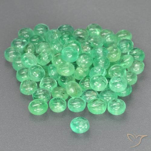 Emerald Gemstones in 4 mm (calibrated) Size for Sale, Emerald Stones in Pale Yellowish Green Color