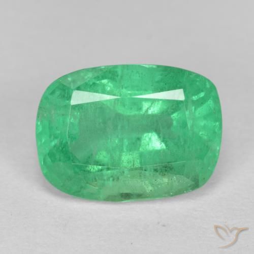 2.17ct Natural Light Green Emerald, Cushion, I1