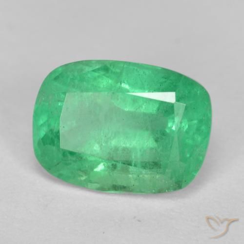 2.17 ct Green Emerald Stone, Natural Emerald in Cushion-Cut Shape for Sale