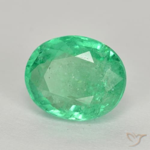 2.09 ct Green Emerald Stone, Natural Emerald in Oval Facet Shape for Sale
