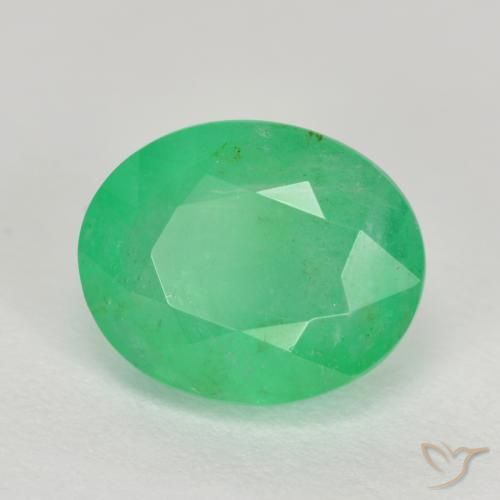 2.41 ct Green Emerald Stone, Natural Emerald in Oval Facet Shape for Sale