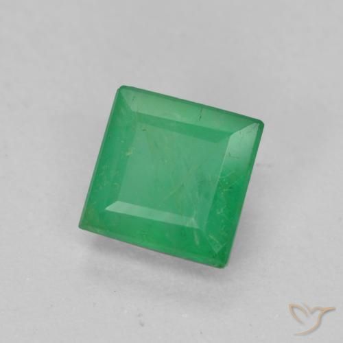0.53 ct Green Emerald Stone, Natural Emerald in Square Facet Shape for Sale