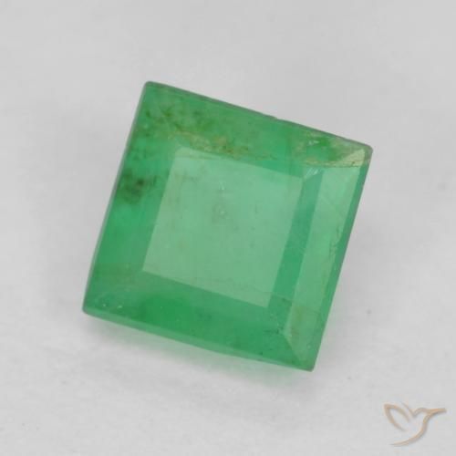 0.38 ct Green Emerald Stone, Natural Emerald in Square Facet Shape for Sale