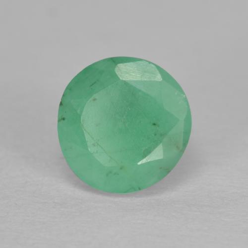 0.74 ct Green Emerald Stone, Natural Emerald in Round Facet Shape for Sale