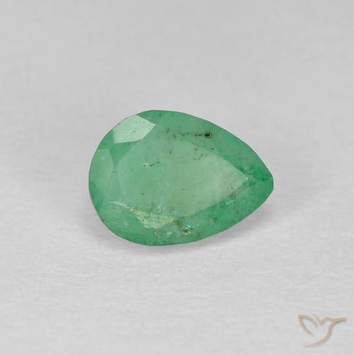 0.51ct Natural Pistachio Green Emerald, Pear Shape, SI-I1
