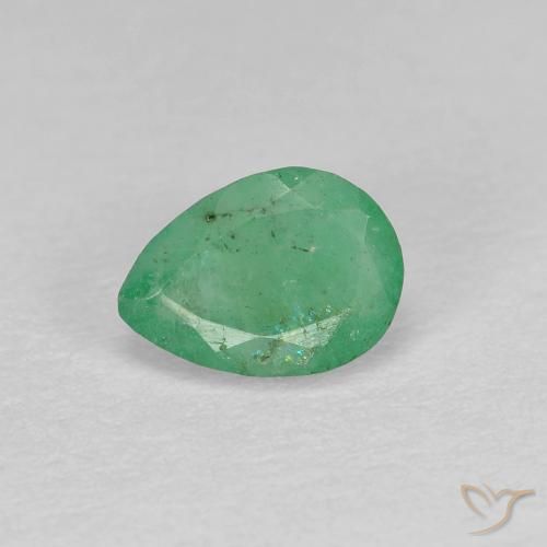0.51 ct Green Emerald Stone, Natural Emerald in Pear Facet Shape for Sale