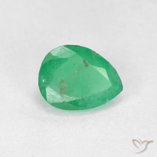 0.44 ct Green Emerald Stone, Natural Emerald in Pear Facet Shape for Sale