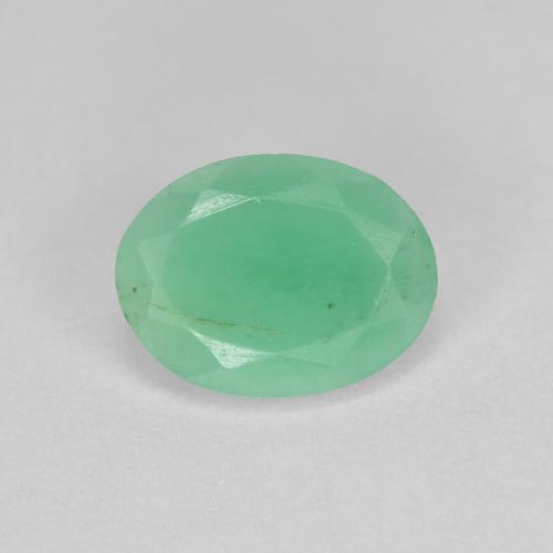 0.97 ct Green Emerald Gemstone, Emerald Gem in Oval Mixed Cut Shape for Sale.