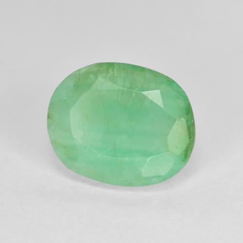 2.39 ct Green Emerald Stone, Natural Emerald in Oval Facet Shape for Sale