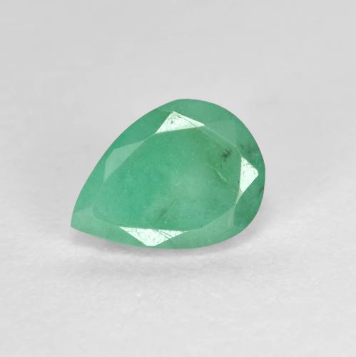 0.67 ct Green Emerald Gemstone, Emerald Gem in Pear Facet Shape for Sale.