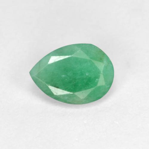 ミディアム薄いグリーン エメラルド 宝石 - 0.6ct ペアーファセット (ID: 602240)