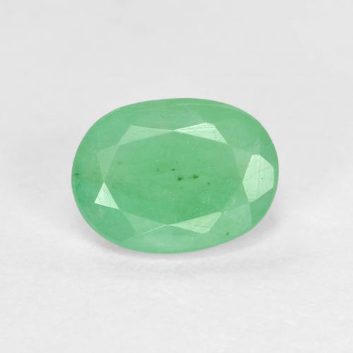 ライトグリーン エメラルド 宝石 - 1.3ct オーバル ミックスカット (ID: 602245)