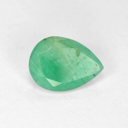 0.94 ct Green Emerald Stone, Natural Emerald in Pear Facet Shape for Sale