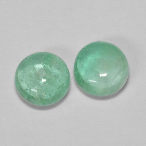 1.34 ctw Green Emerald Stones, Natural Emerald in Round Drilled Rondelle Shape for Sale