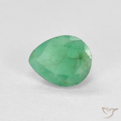 0.41 ct Green Emerald Stone, Natural Emerald in Pear Facet Shape for Sale
