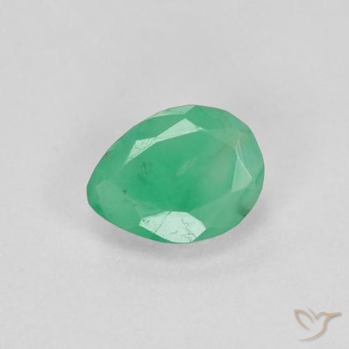 0.37ct Natural Medium Green Emerald, Pear Shape, SI, Photo A