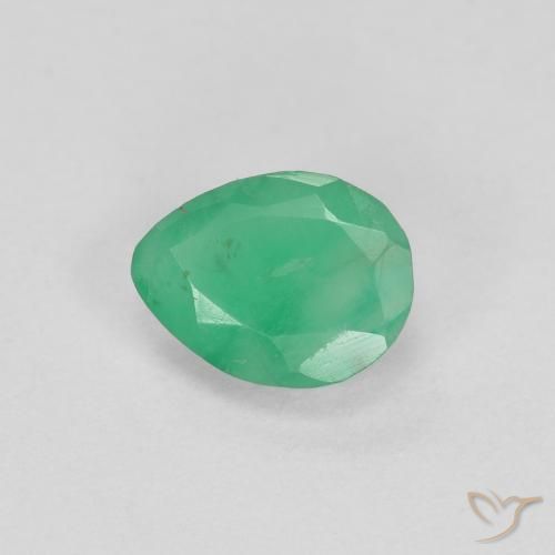 0.37 ct Green Emerald Stone, Natural Emerald in Pear Facet Shape for Sale