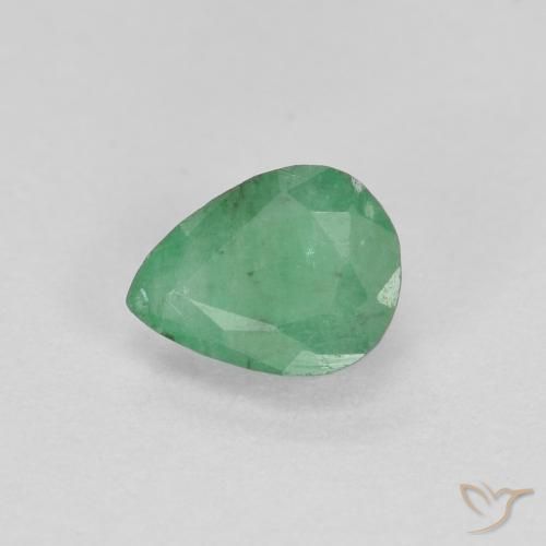 0.37 ct Green Emerald Stone, Natural Emerald in Pear Facet Shape for Sale