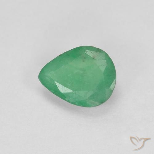 0.41 ct Green Emerald Stone, Natural Emerald in Pear Facet Shape for Sale