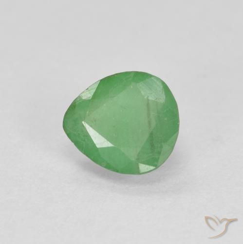 0.41 ct Green Emerald Stone, Natural Emerald in Pear Facet Shape for Sale