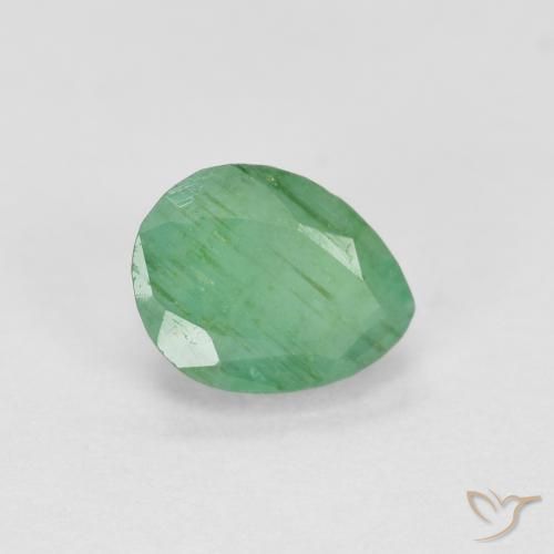 0.47 ct Green Emerald Stone, Natural Emerald in Pear Facet Shape for Sale